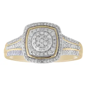 0.35ct Diamond Cluster Engagement Ring In 9Ct Yellow Gold