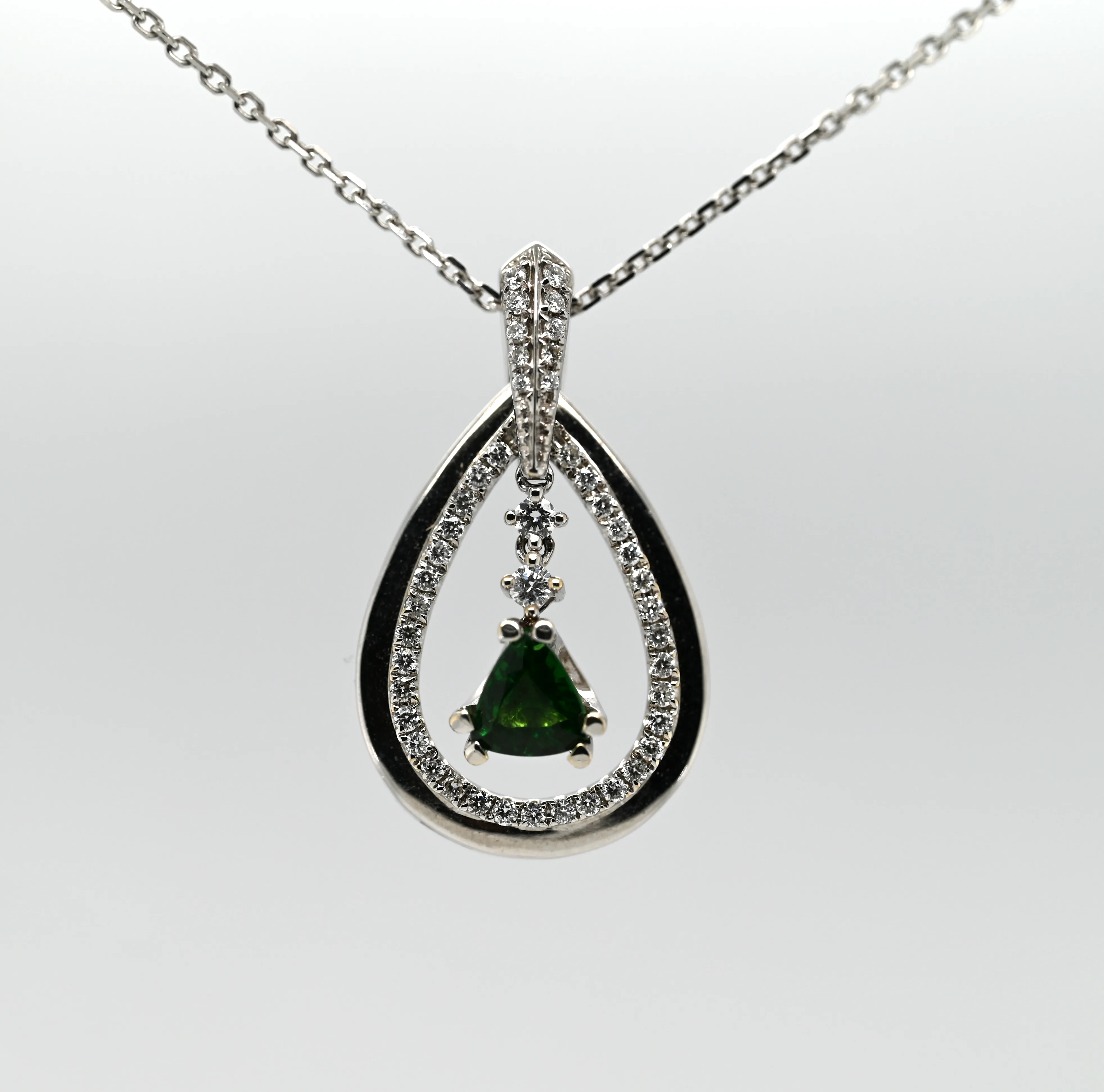 0.47CT Tsavorite Garnet and Diamond Custom Pendant