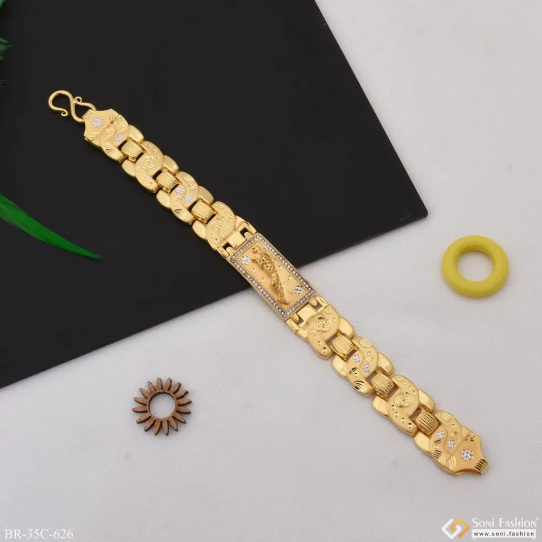 1 Gram Gold Plated Jaguar with Diamond Hand-Crafted Bracelet for Men - Style C626