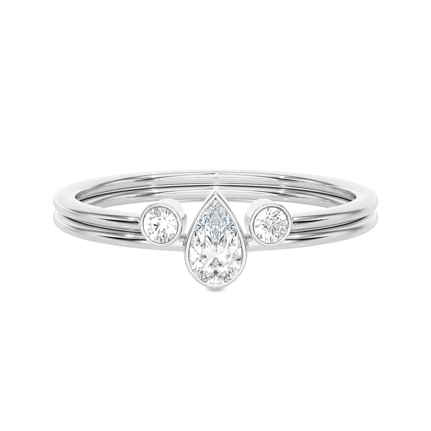 1/3 ctw Pear-Shaped with Round Three Stone Lab Grown Diamond Ring
