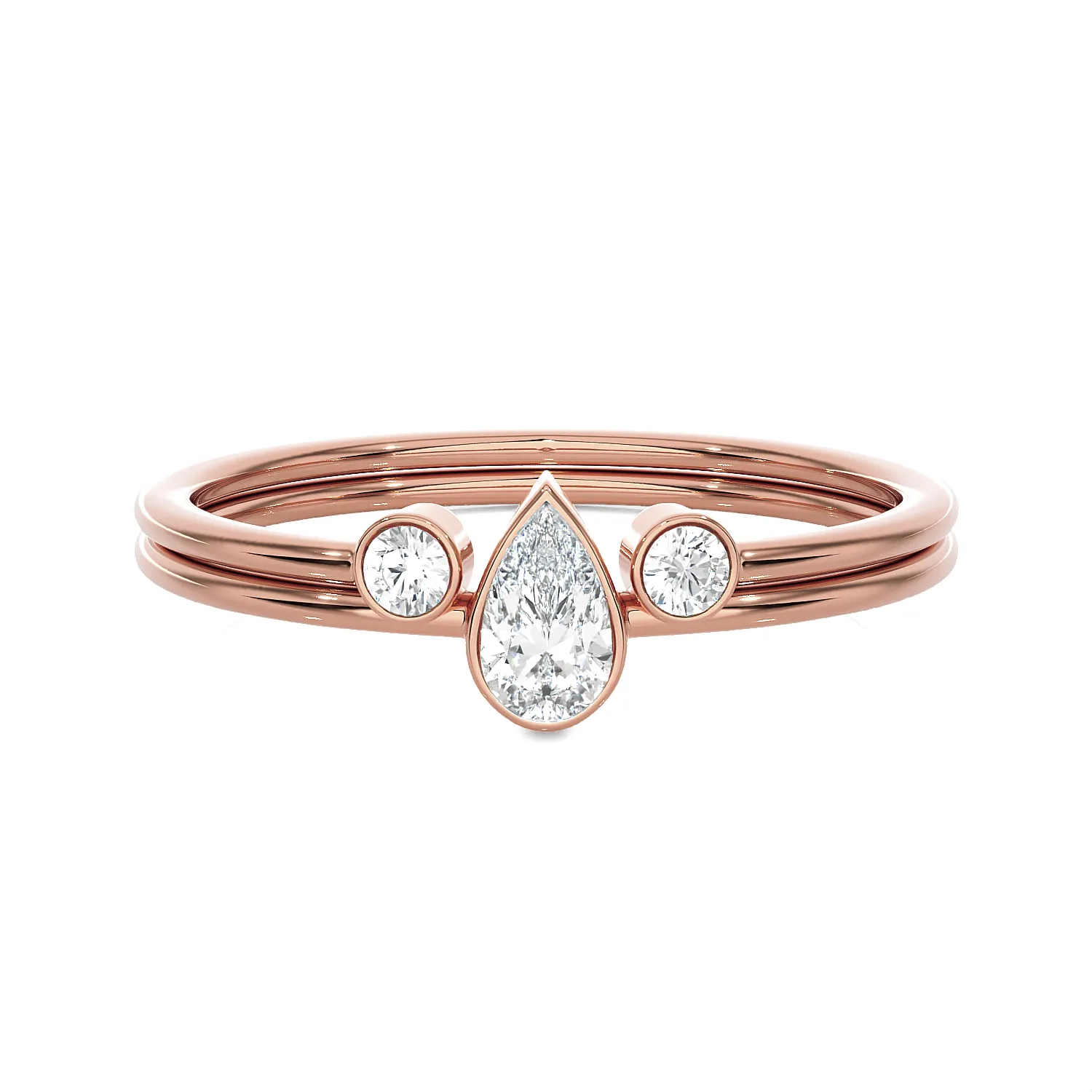 1/3 ctw Pear-Shaped with Round Three Stone Lab Grown Diamond Ring