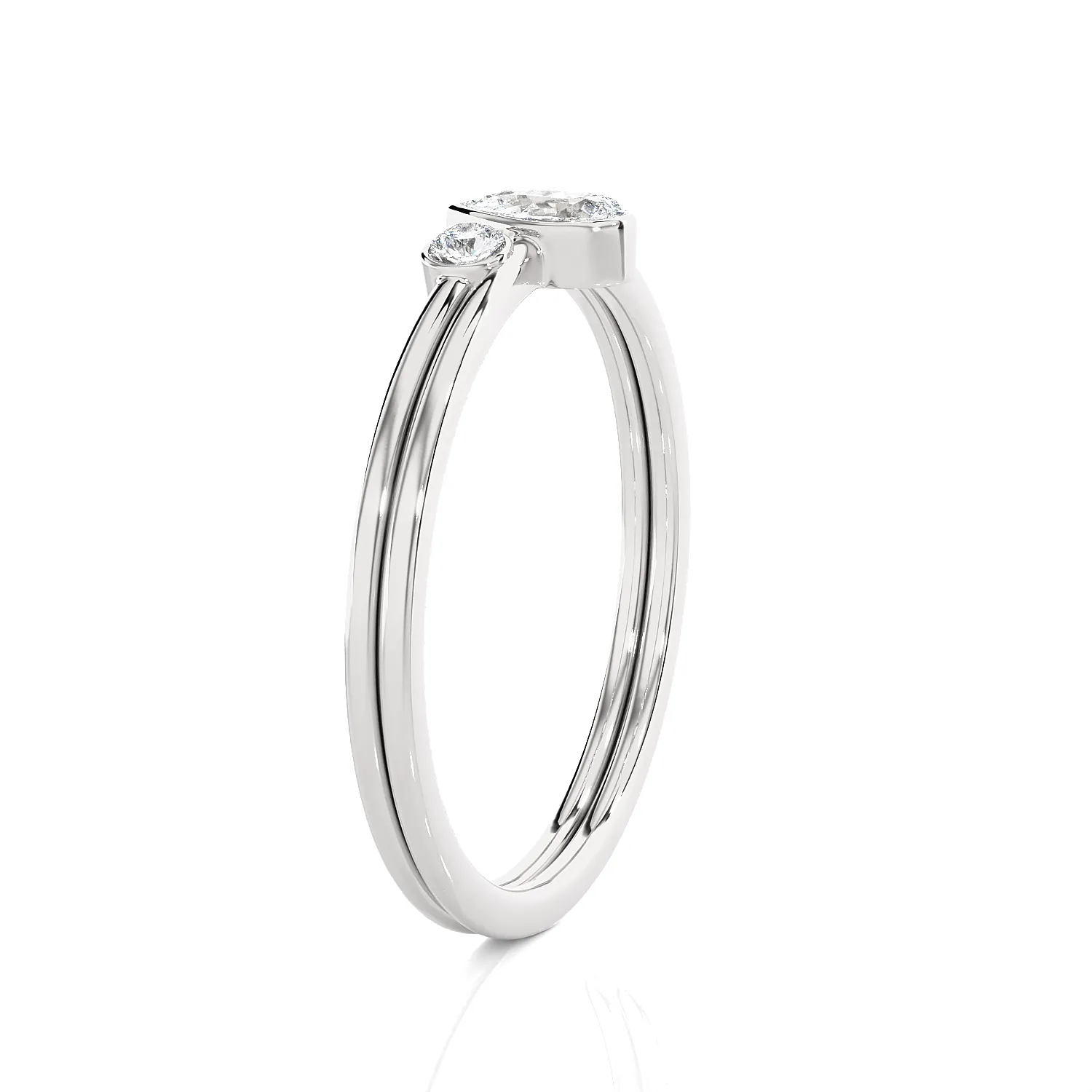 1/3 ctw Pear-Shaped with Round Three Stone Lab Grown Diamond Ring
