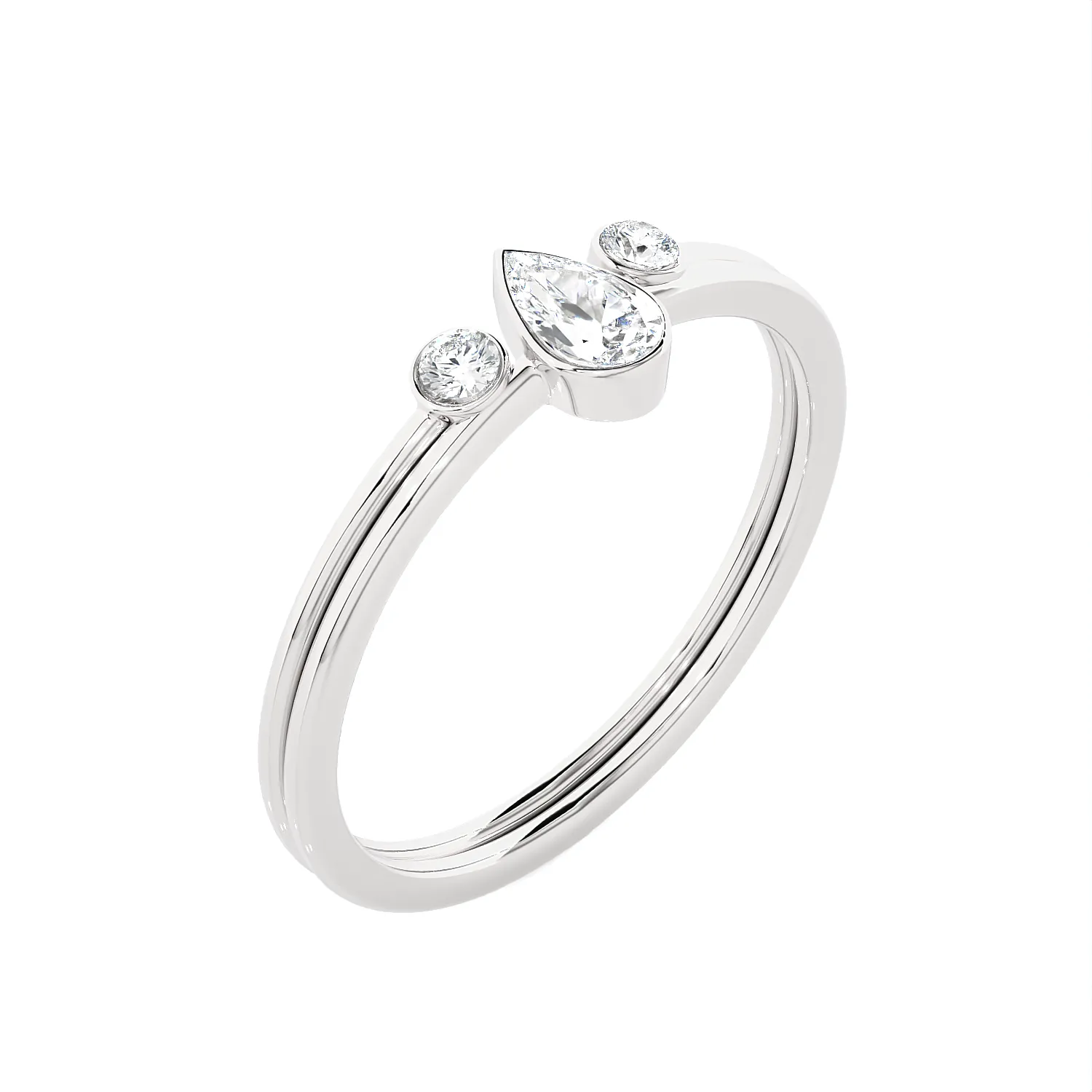 1/3 ctw Pear-Shaped with Round Three Stone Lab Grown Diamond Ring