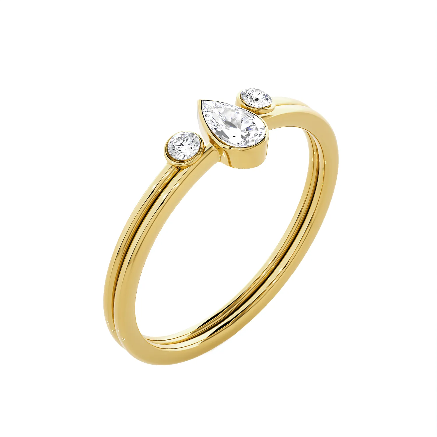 1/3 ctw Pear-Shaped with Round Three Stone Lab Grown Diamond Ring