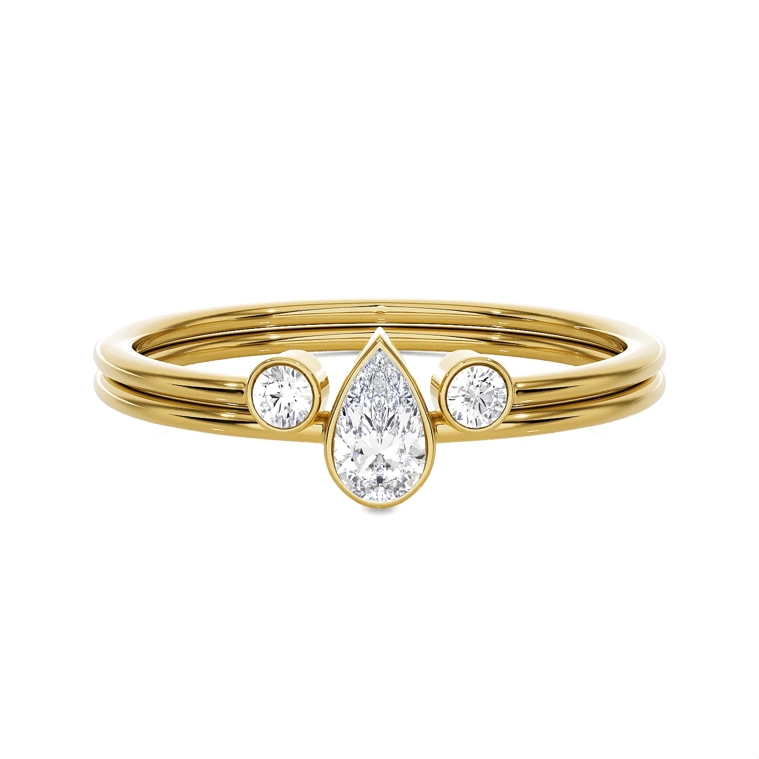 1/3 ctw Pear-Shaped with Round Three Stone Lab Grown Diamond Ring