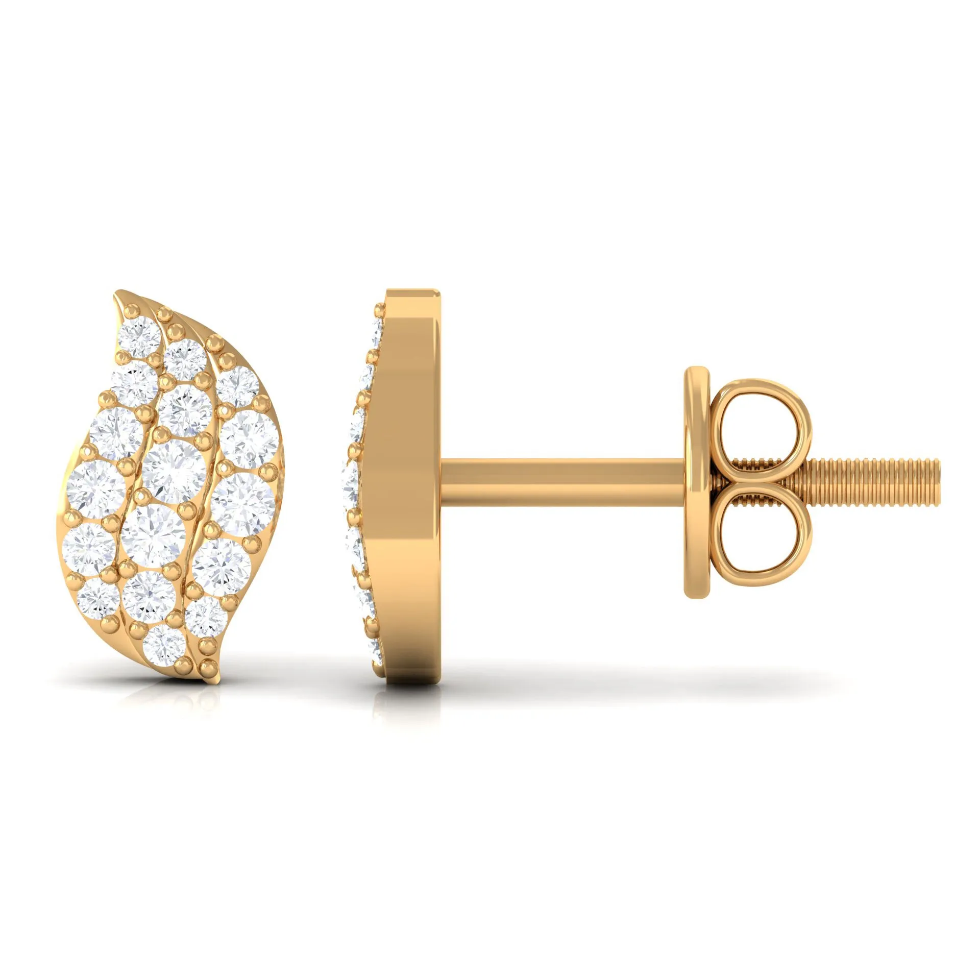 1/4 CT Real Diamond Leaf Stud Earrings