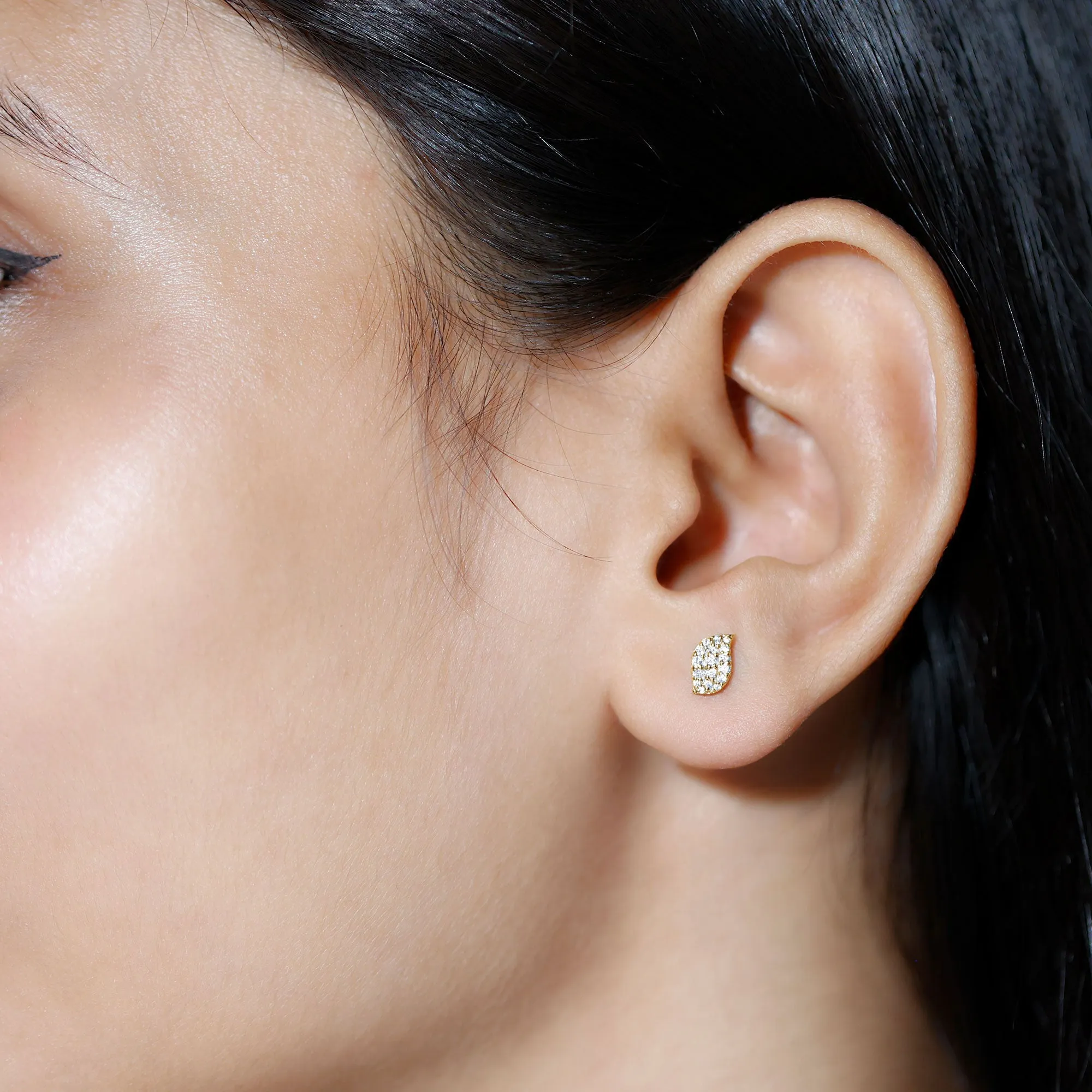 1/4 CT Real Diamond Leaf Stud Earrings
