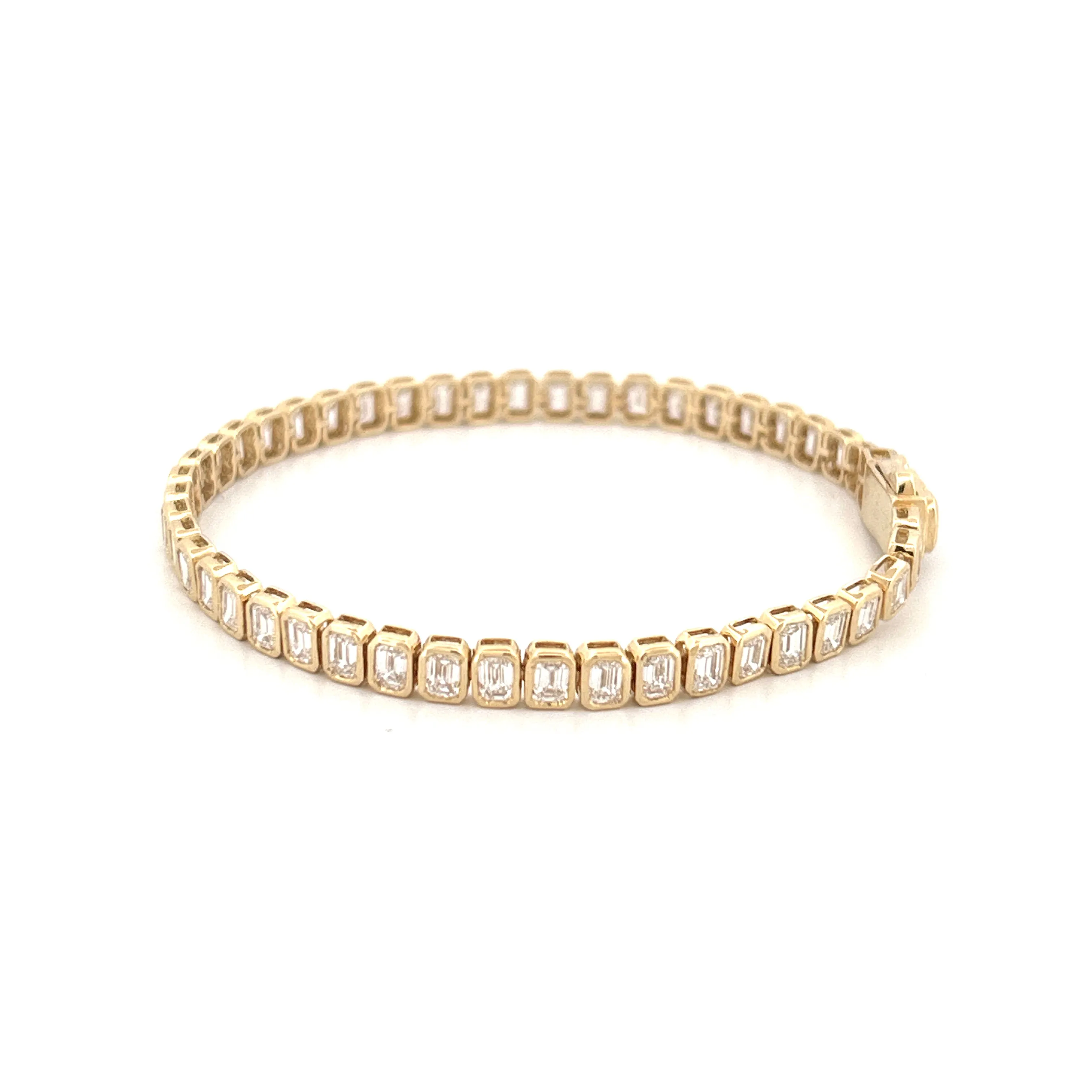 14K Gold 10.00 Carat Emerald Bezel Lab Grown Diamond Tennis Bracelet