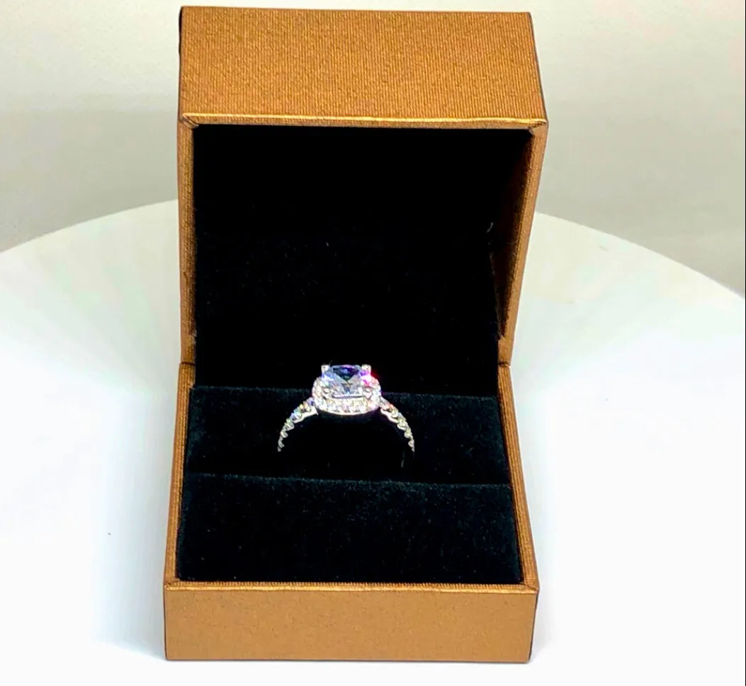 14K Gold Halo 3Ct. Cushion Cut  Engagement Ring