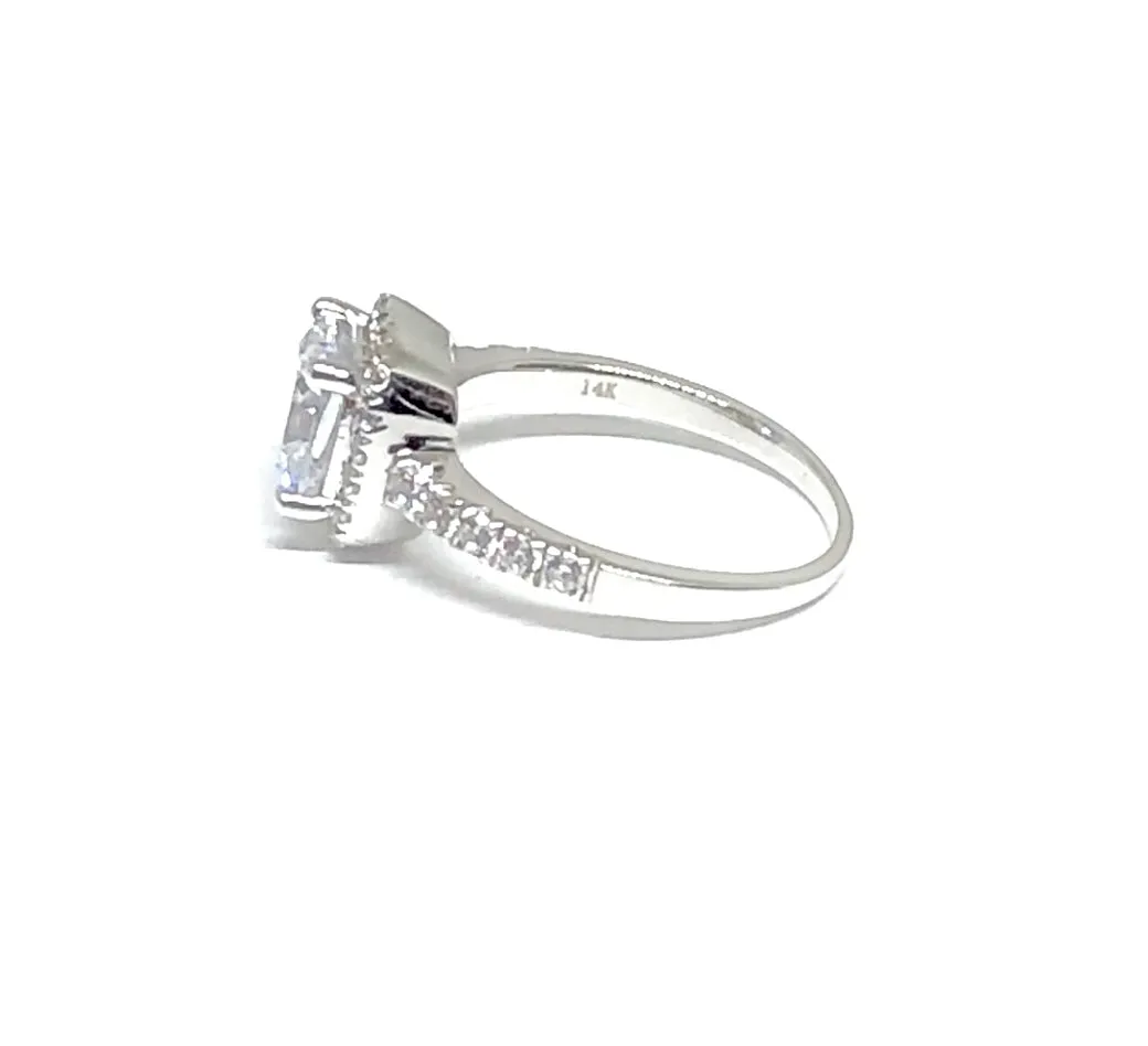 14K Gold Halo 3Ct. Cushion Cut  Engagement Ring