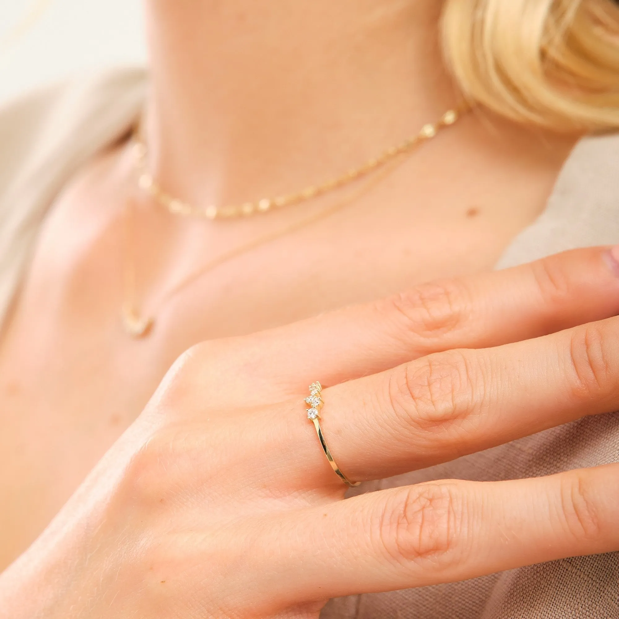14K Solid Gold Love Diamond Ring