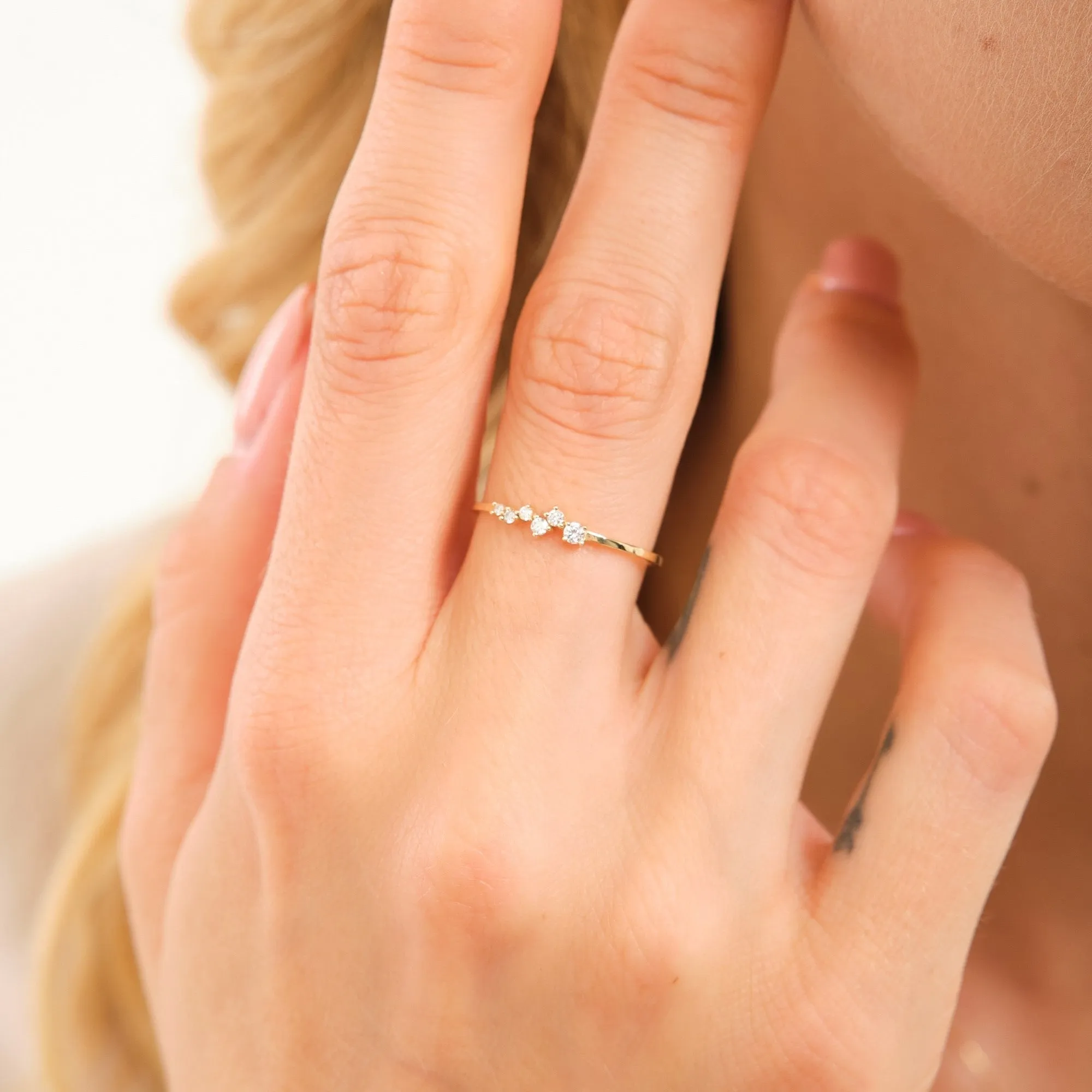 14K Solid Gold Love Diamond Ring