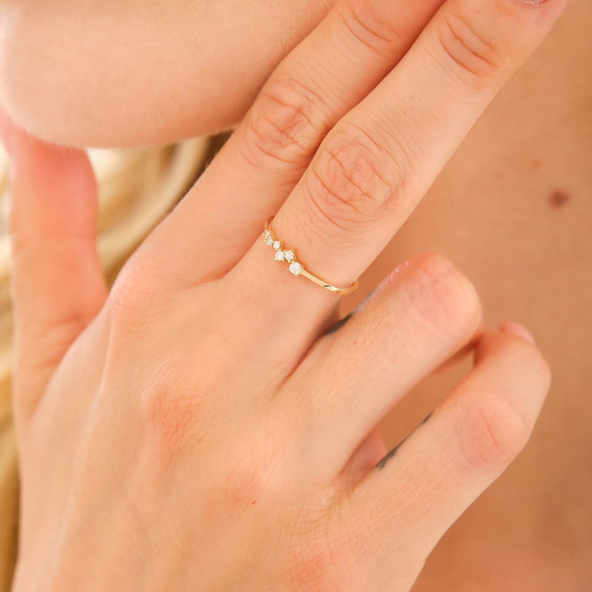 14K Solid Gold Love Diamond Ring