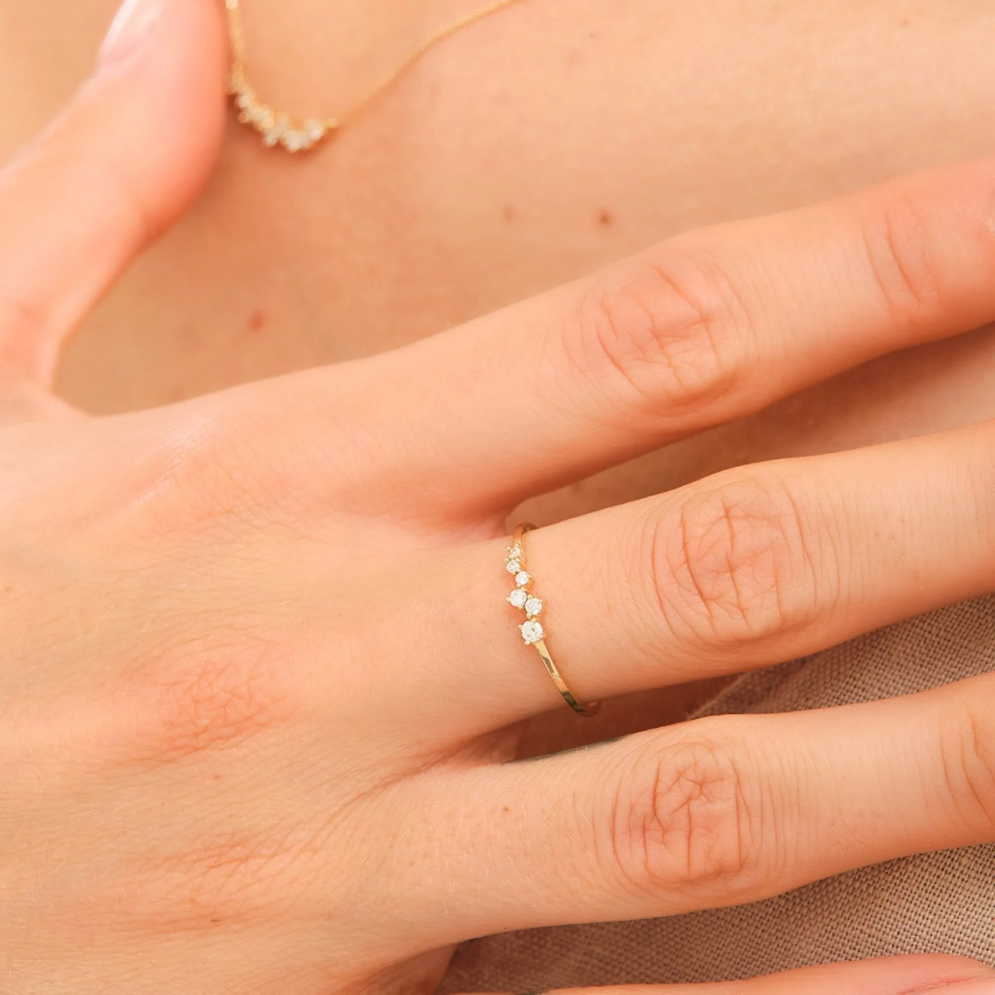 14K Solid Gold Love Diamond Ring