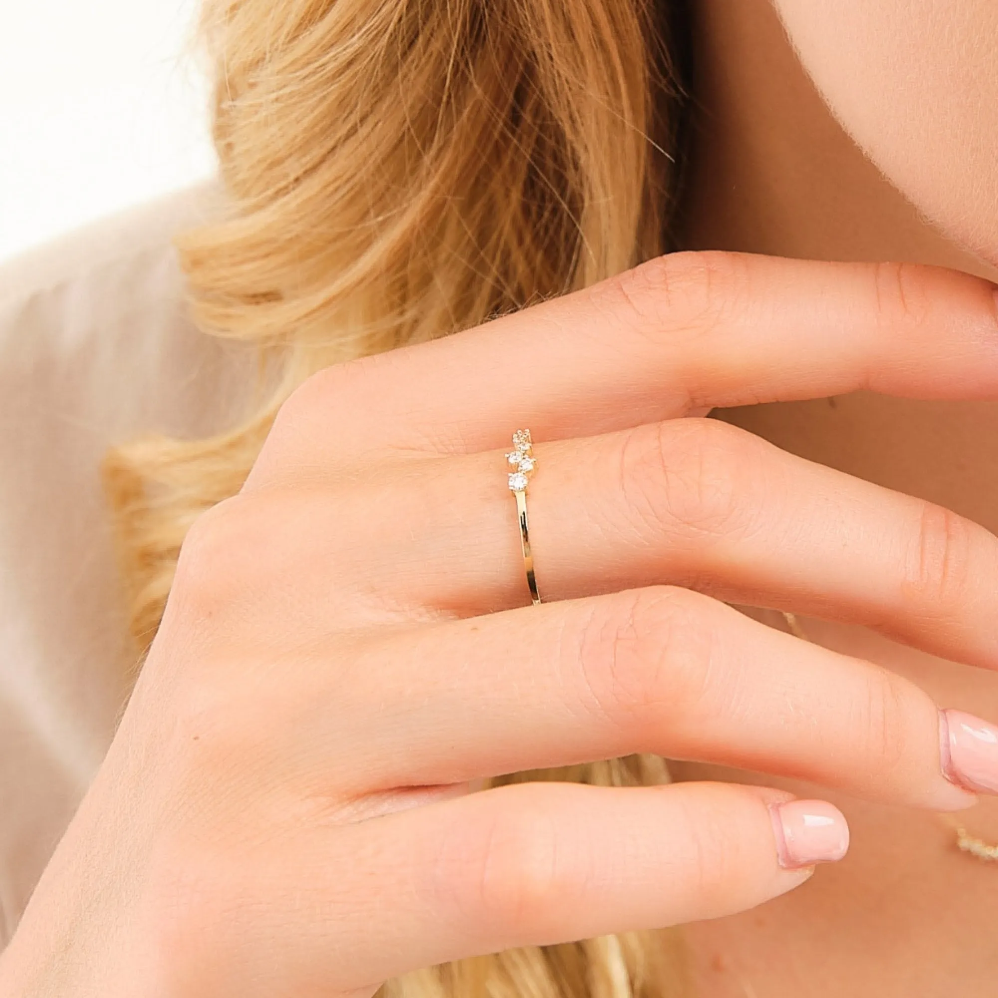 14K Solid Gold Love Diamond Ring