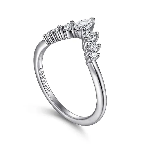 14K White Gold Curved Diamond Anniversary Band