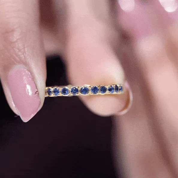 1.50 CT Created Blue Sapphire Eternity Band Ring
