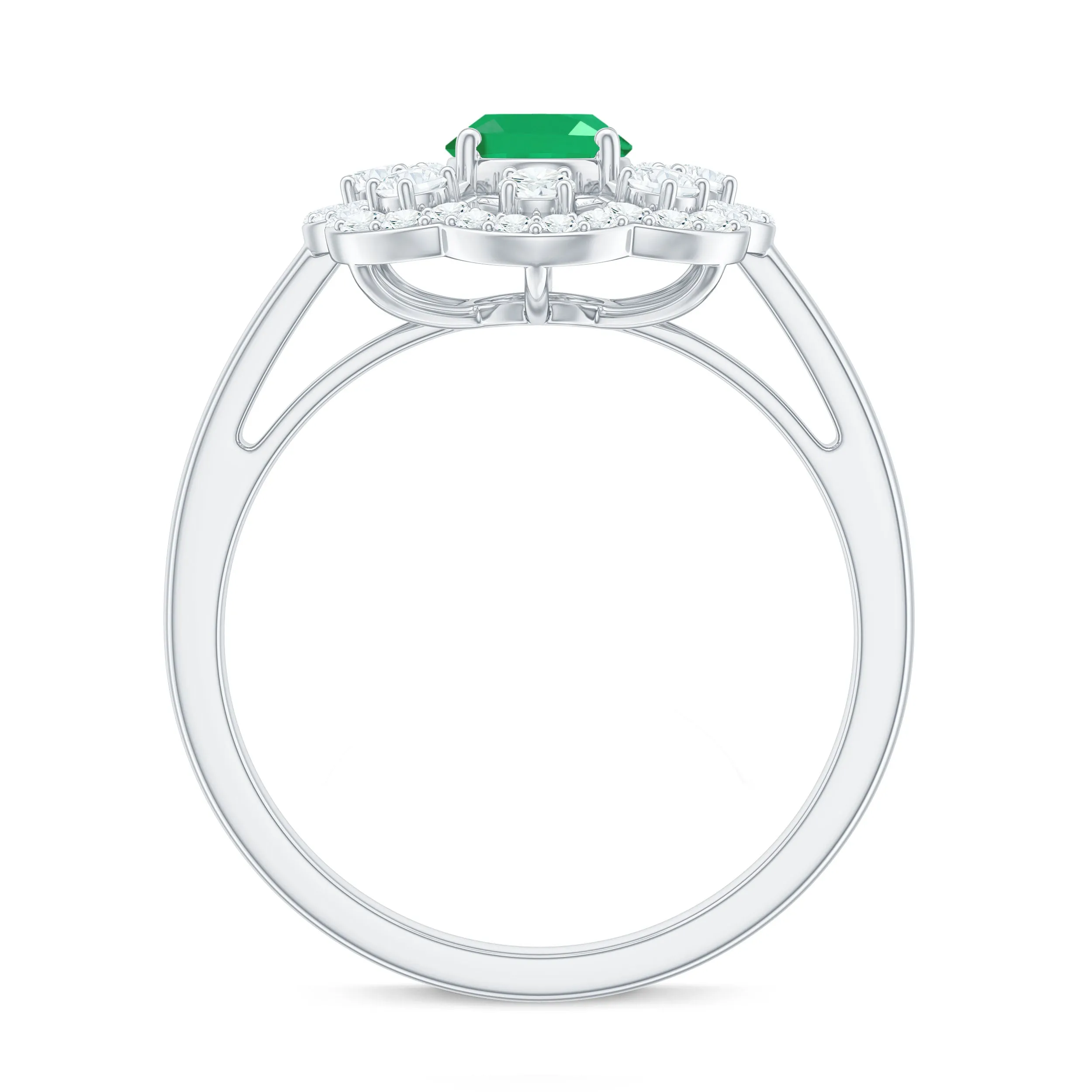 1.75 CT Oval Cut Emerald and Moissanite Vintage Statement Ring