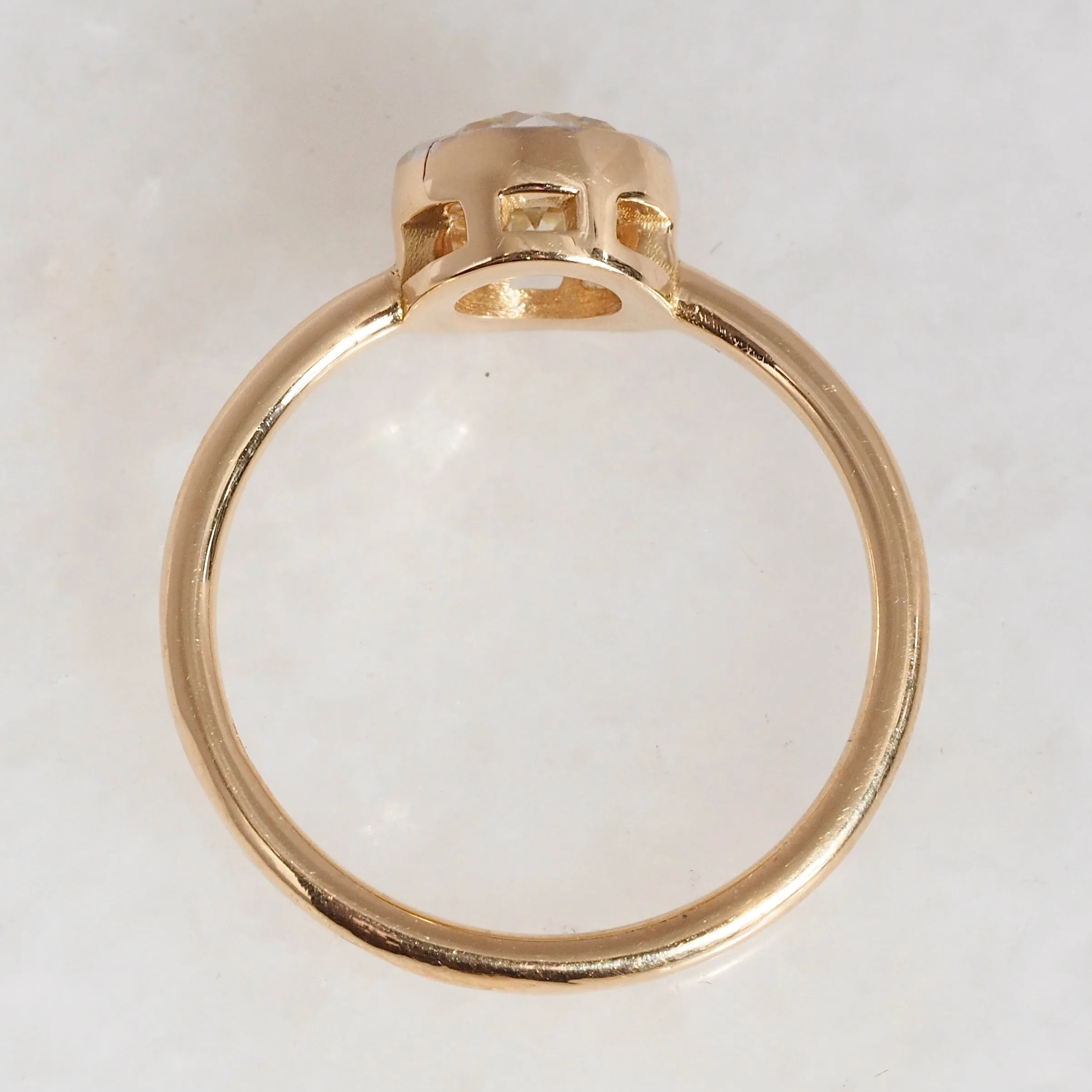 18k Gold Old European Cut Diamond Engagement Ring