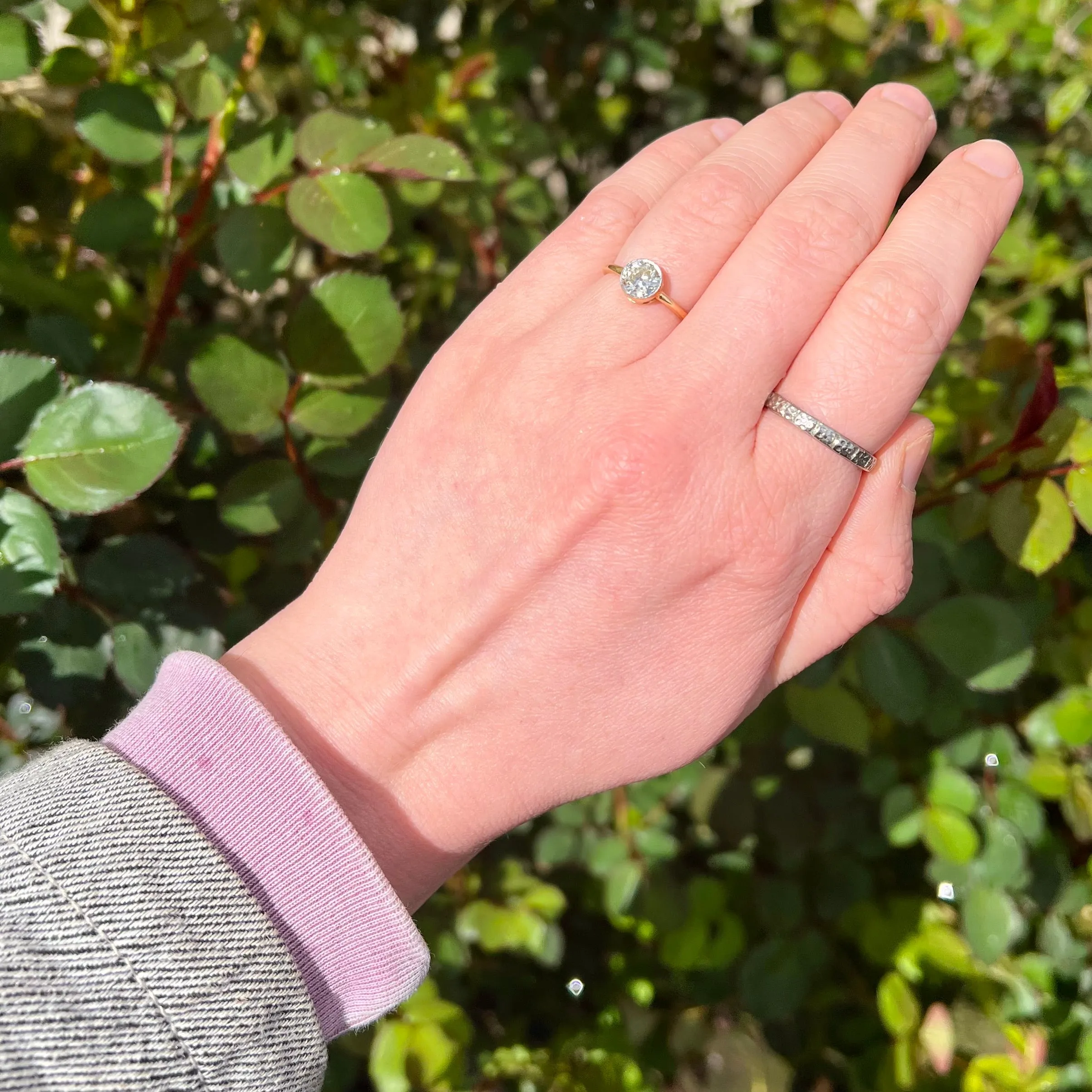 18k Gold Old European Cut Diamond Engagement Ring