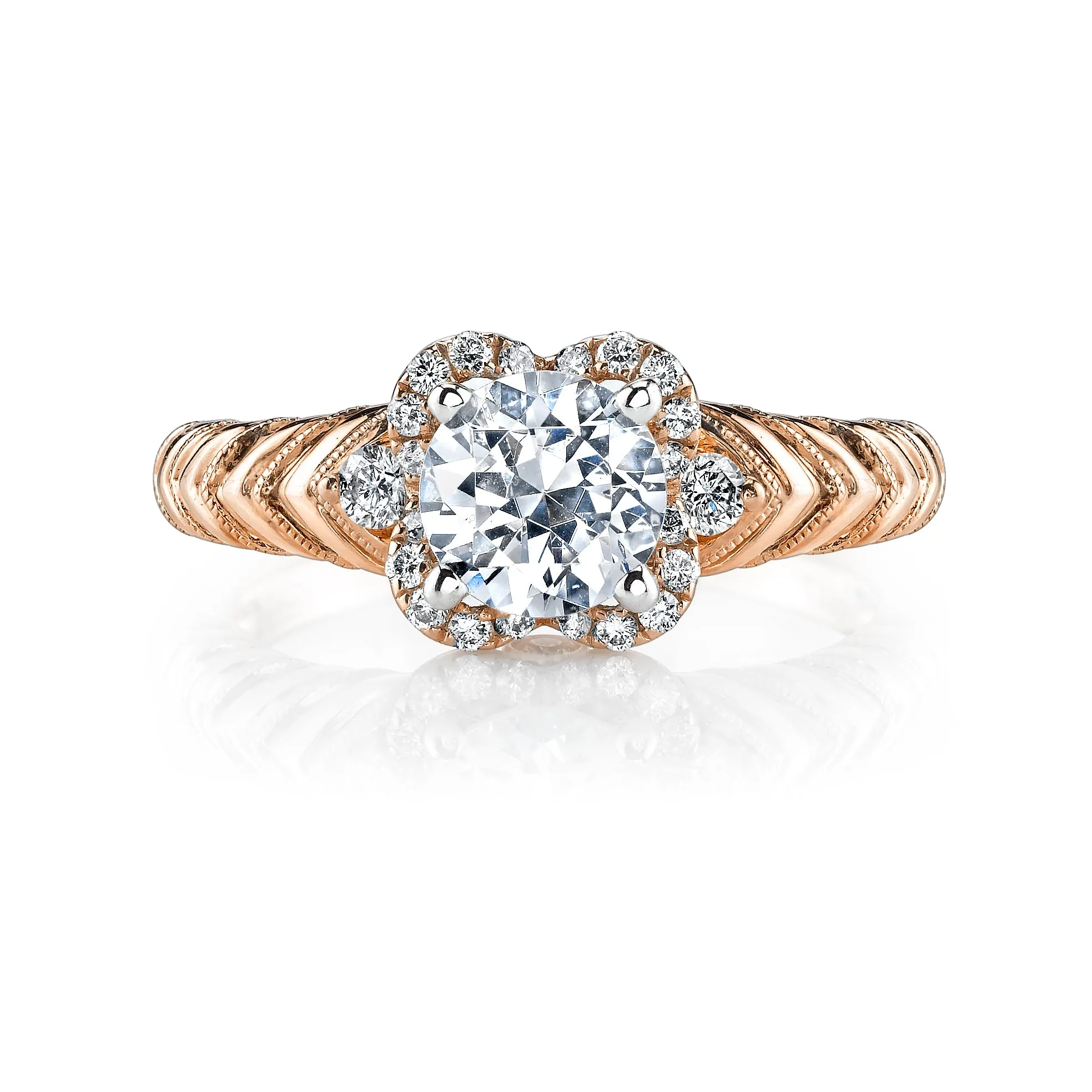 18K Rose Gold Halo Diamond Engagement Ring
