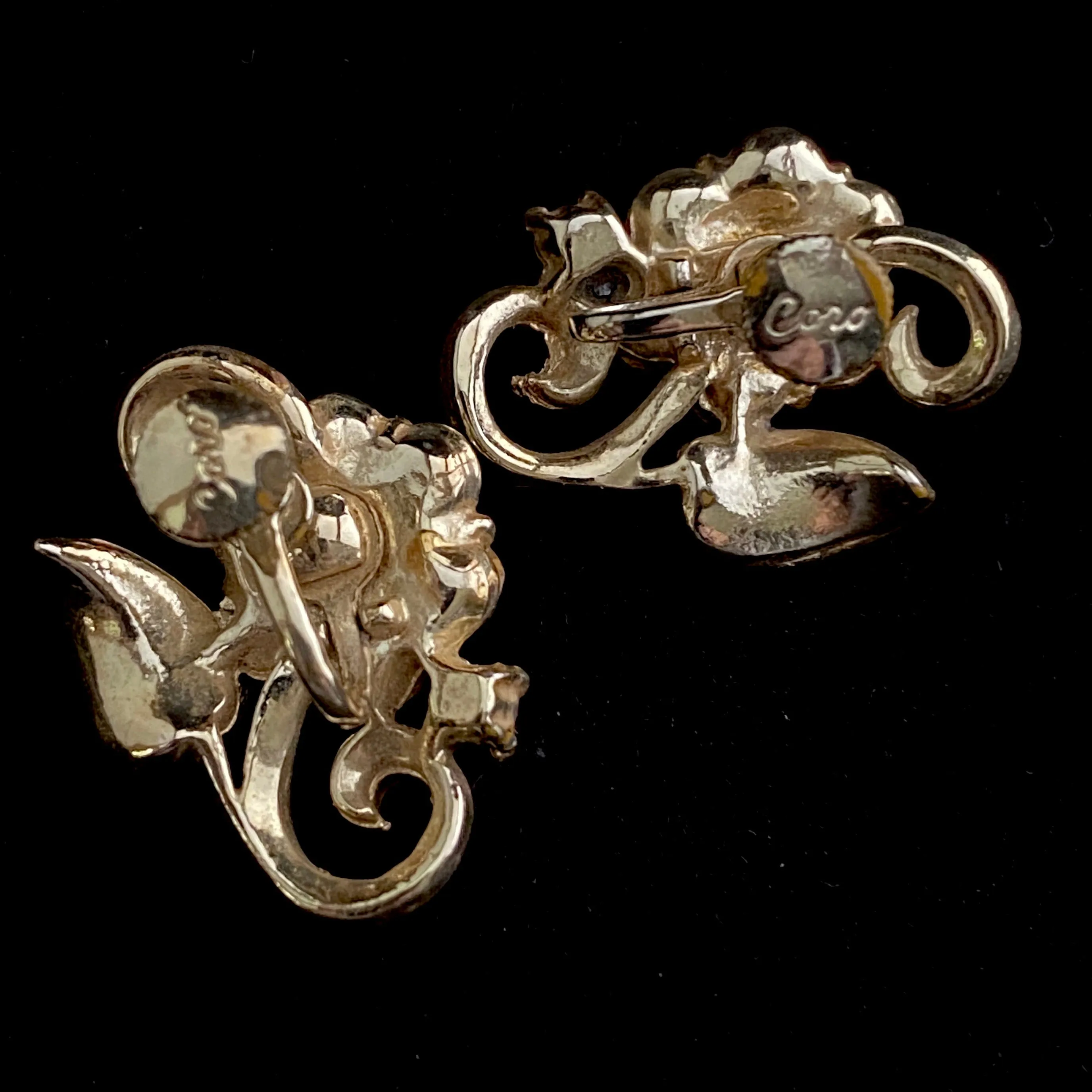 1950s Coro Rhinestone Flower Earrings