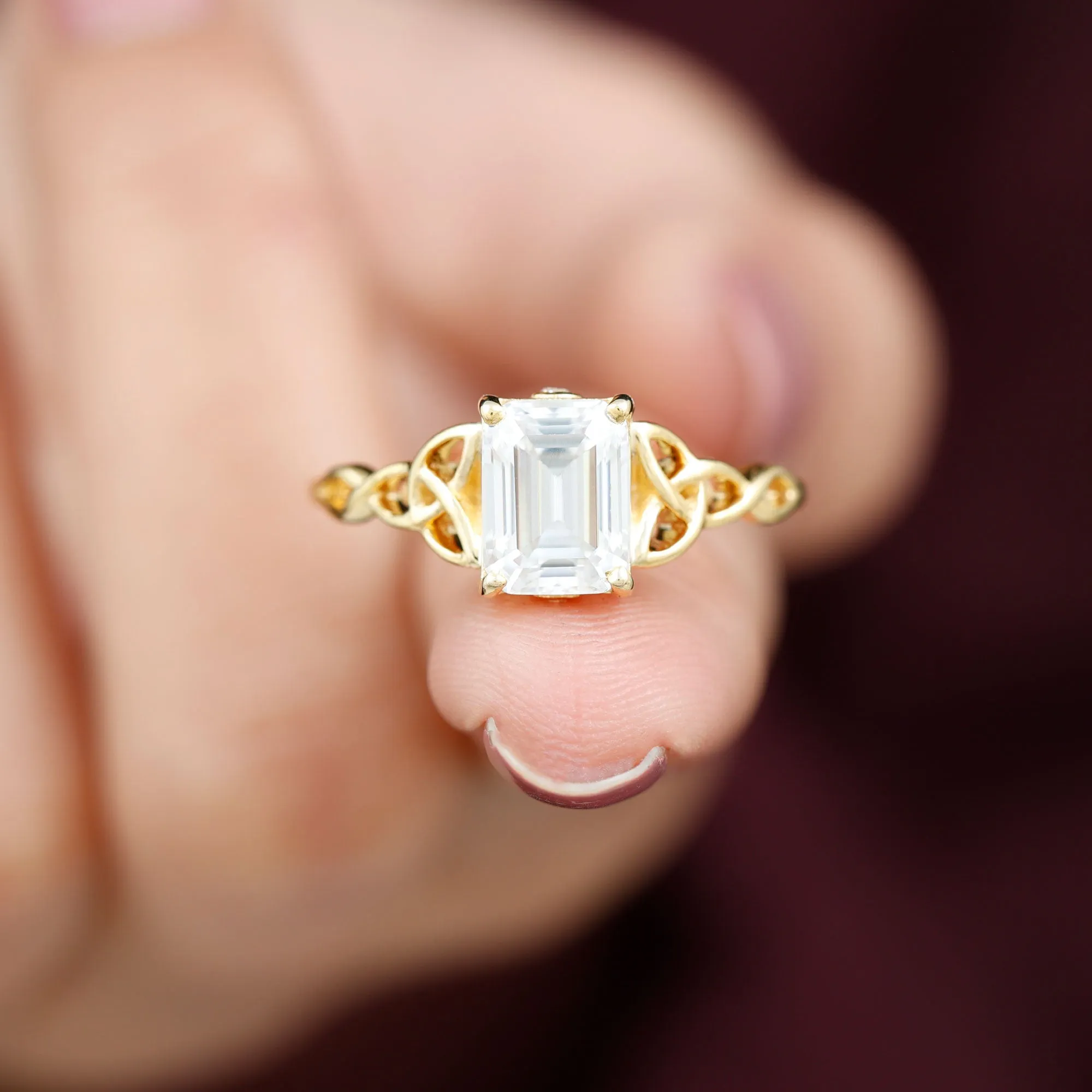 2 CT Moissanite Solitaire Engagement Ring with Celtic Details