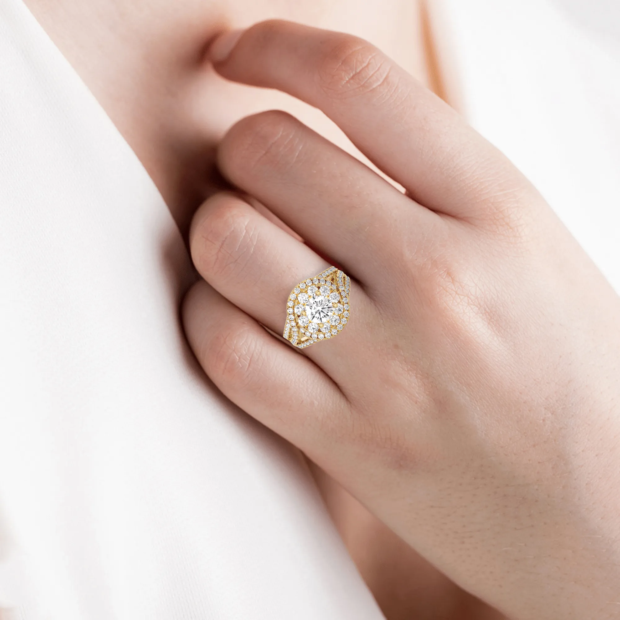 2 ctw Round Lab Grown Diamond Halo Engagement Ring