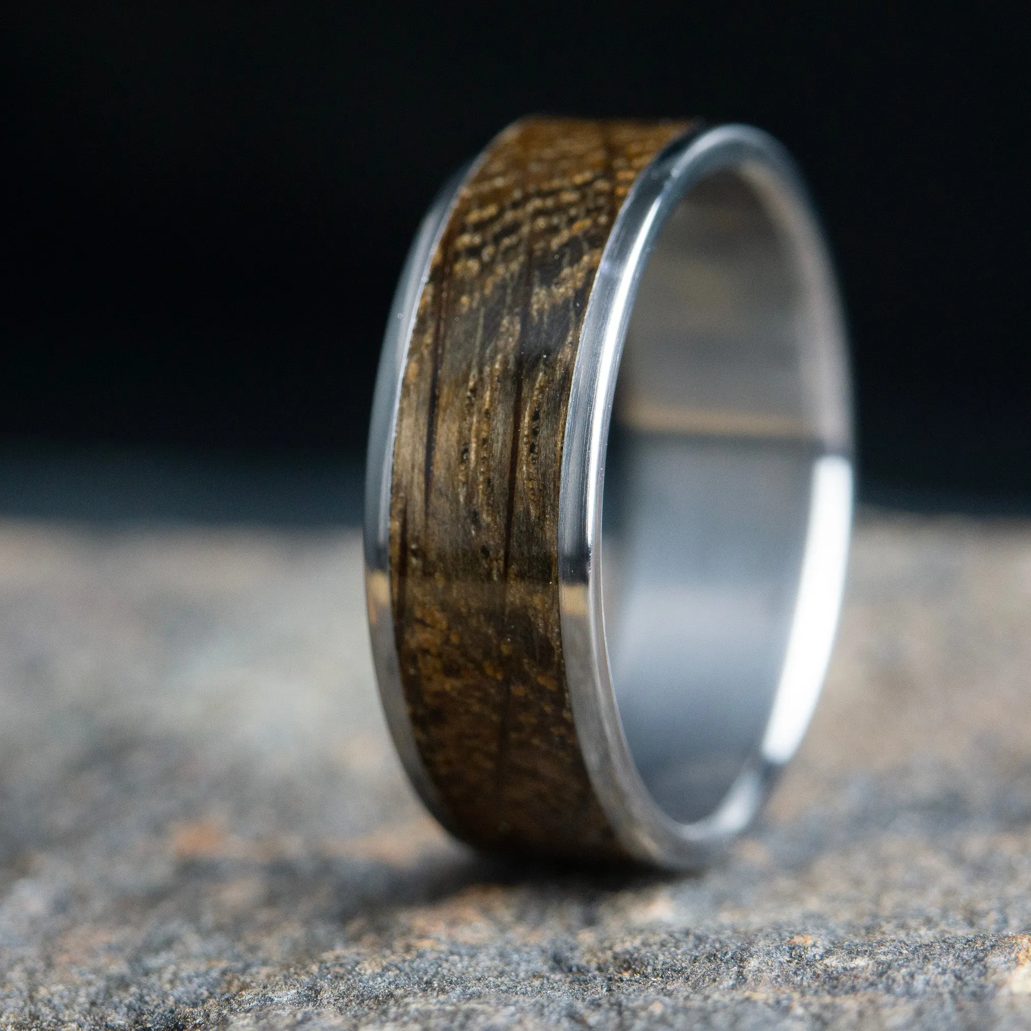 Aged Bourbon barrel men's ring
