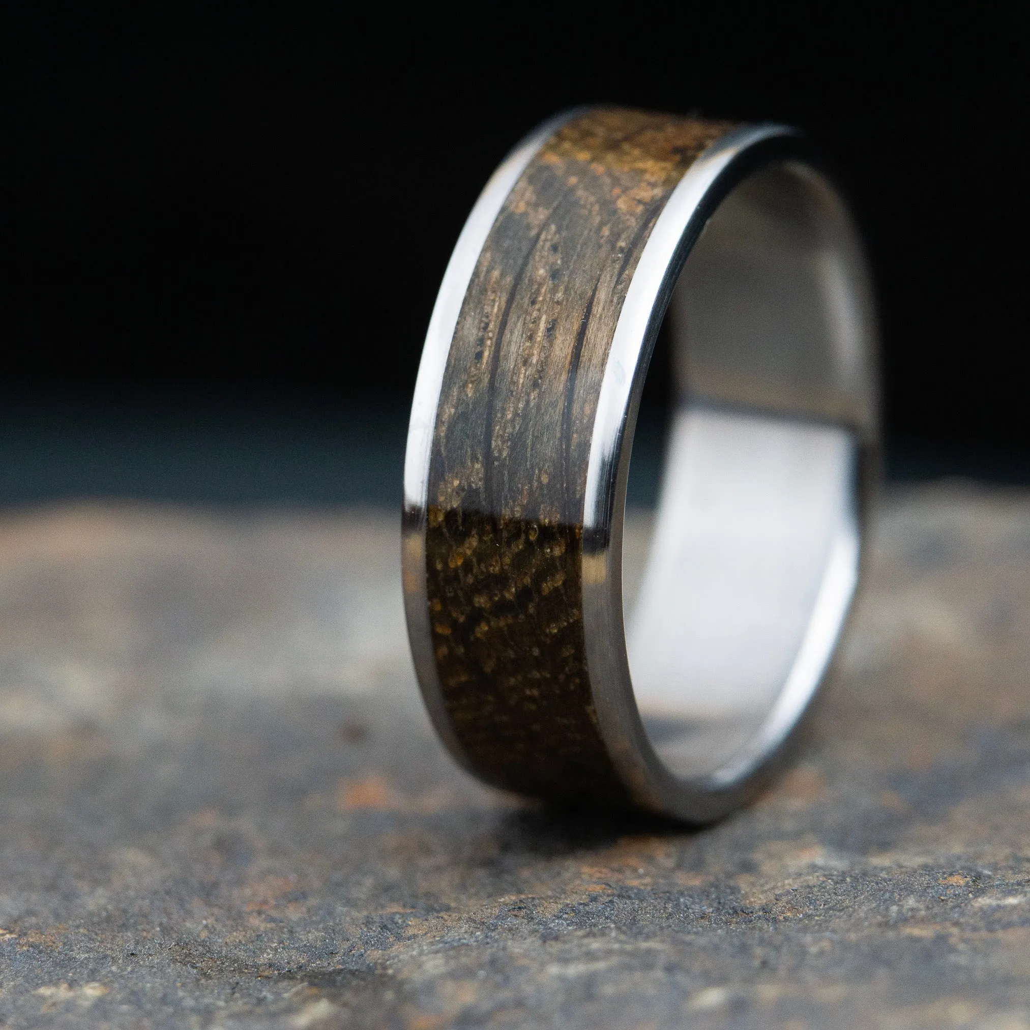 Aged Bourbon barrel men's ring
