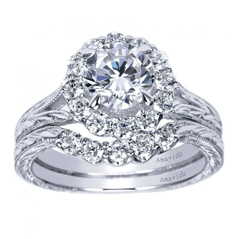 Amavida Platinum Engagement Mounting with Round Halo
