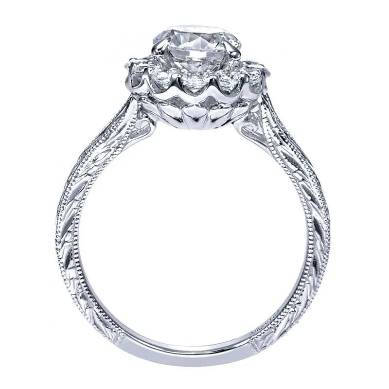 Amavida Platinum Engagement Mounting with Round Halo