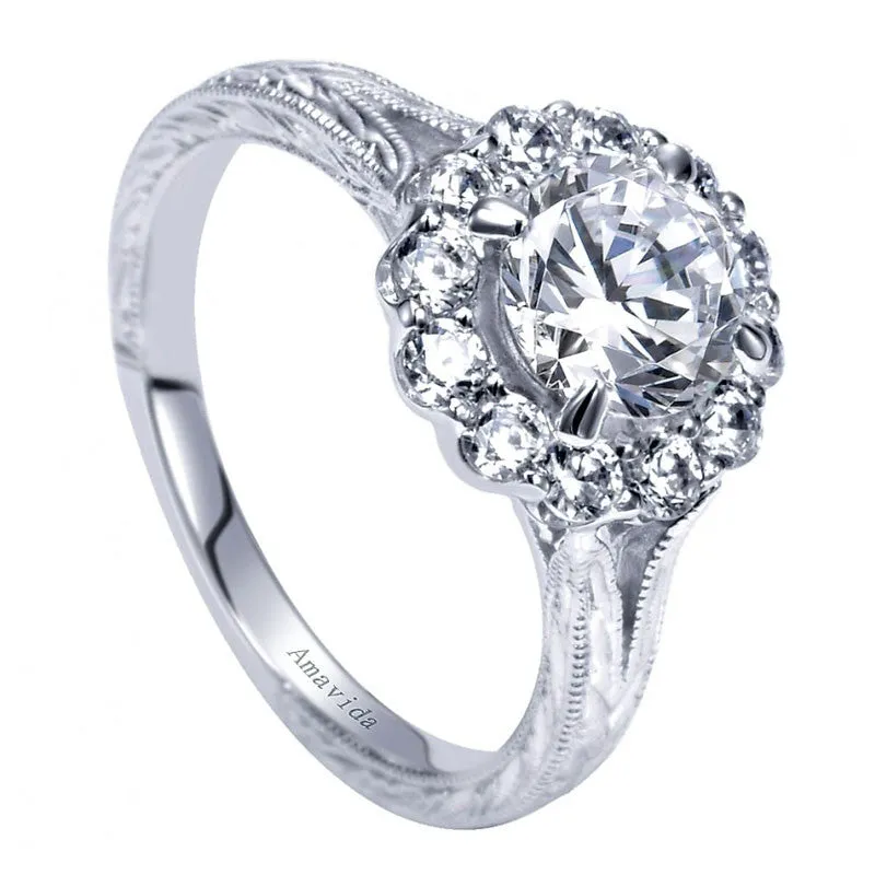 Amavida Platinum Engagement Mounting with Round Halo