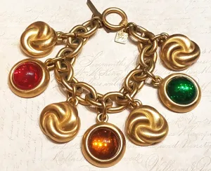 Anne Klein Charm Bracelet Gold Statement Multicoloured Stones
