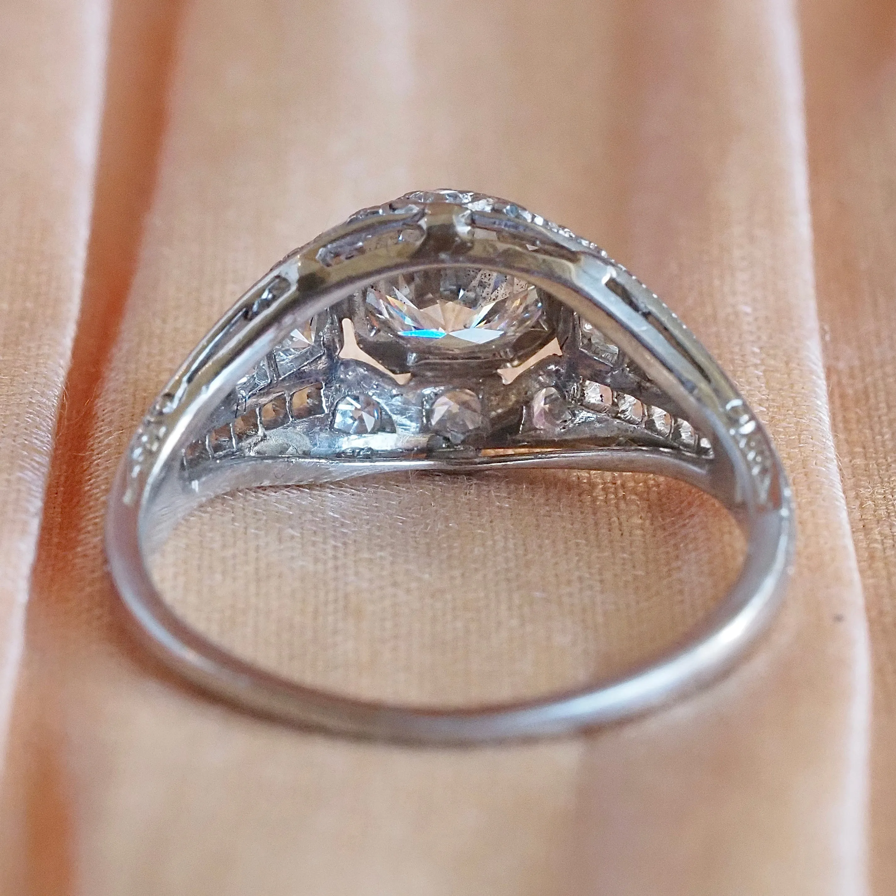 Antique Art Deco Platinum Old European Cut Diamond Engagement Ring