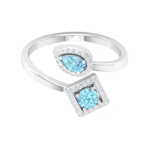 Aquamarine and Diamond Designer Wrap Ring