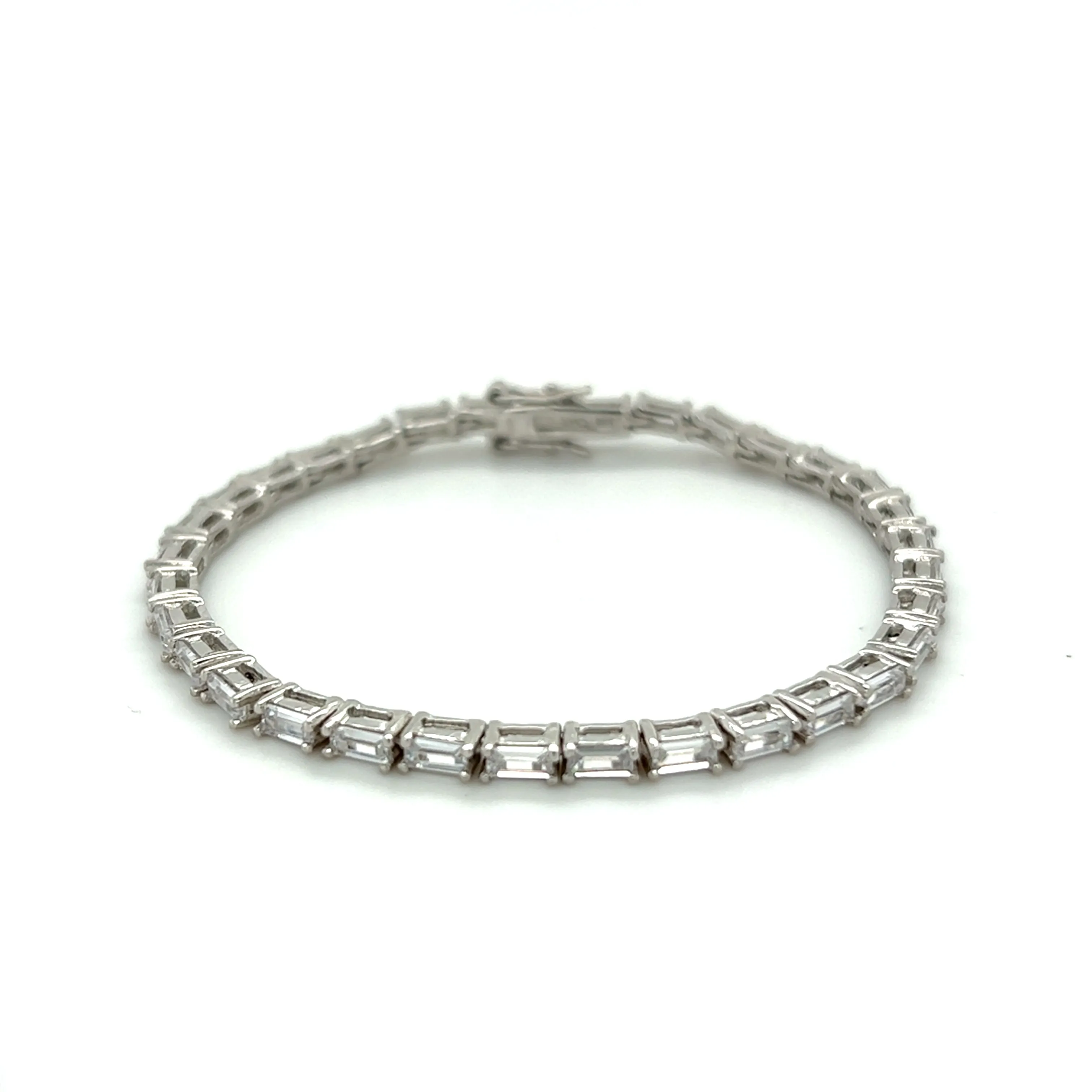 Baguette Diamond CZ’s 4 Prong Tennis Bracelet