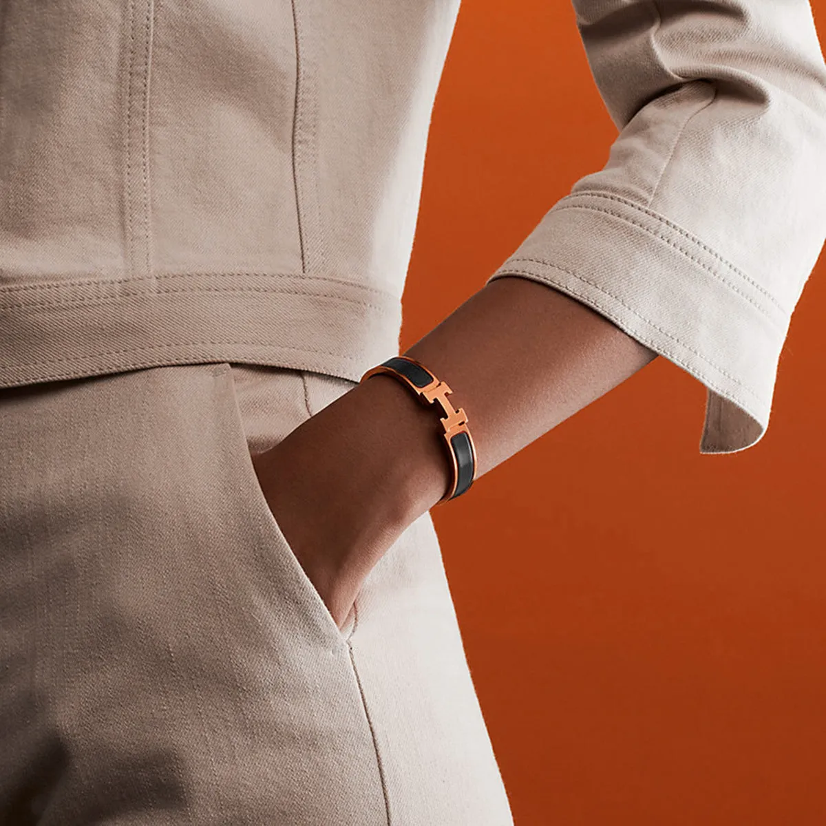Black Enamel Rose Gold Stainless Steel Openable Cuff Kada Bracelet For Women