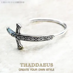 Bracelet Bangle Royal Ornamentation Sword Europe  Brand New 925 Sterling Silver Fine Jewelry Vintage Gift For Women Men