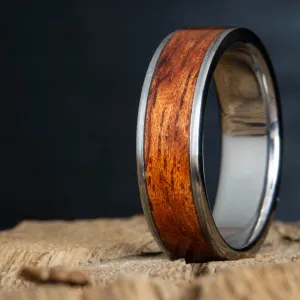 Bubinga wood inlay Men's ring