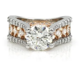 Cathedral Rose and White Gold Engagement Ring