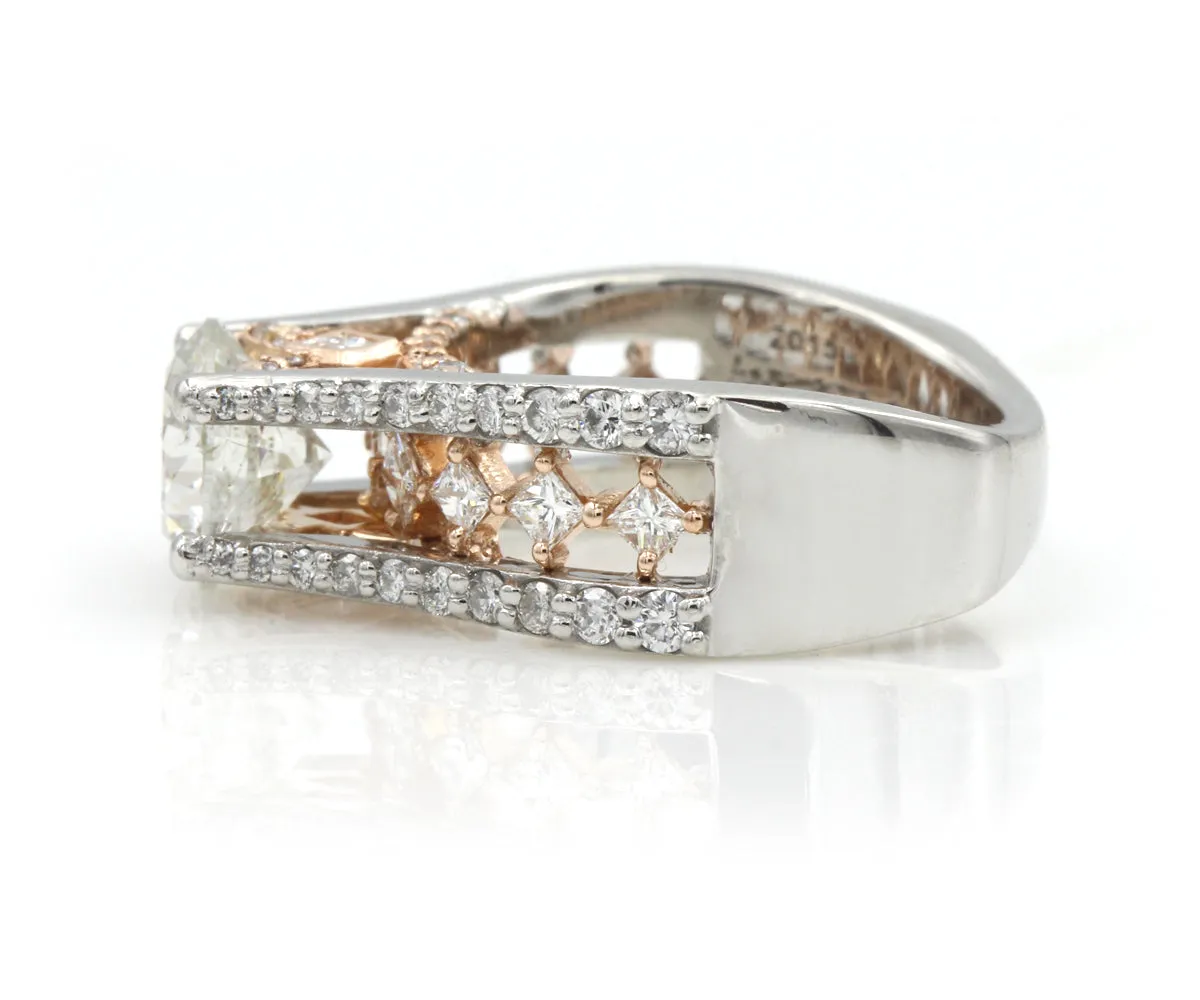 Cathedral Rose and White Gold Engagement Ring
