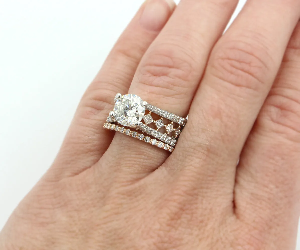 Cathedral Rose and White Gold Engagement Ring