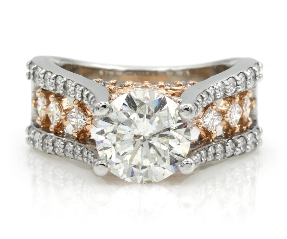 Cathedral Rose and White Gold Engagement Ring