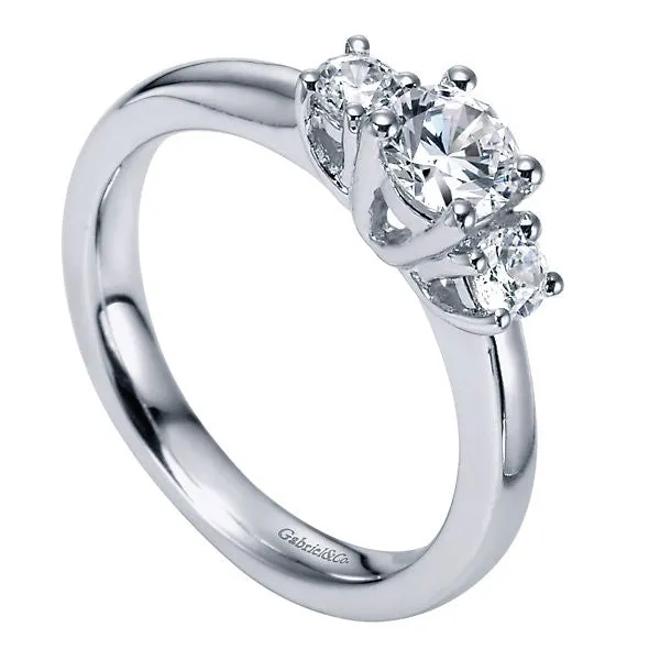 Classic Three Stone Diamond Engagement Ring in White Gold