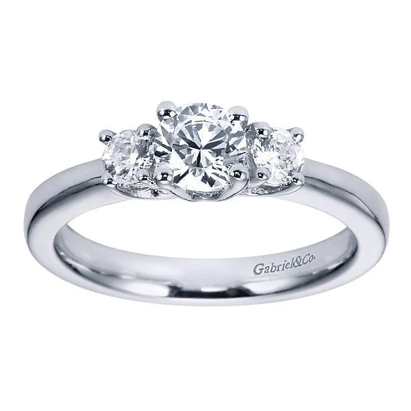 Classic Three Stone Diamond Engagement Ring in White Gold
