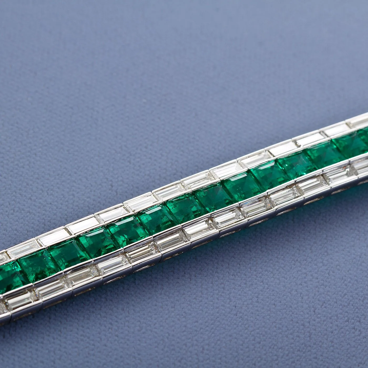 Colombian Emerald Diamond Line Tennis Bracelet