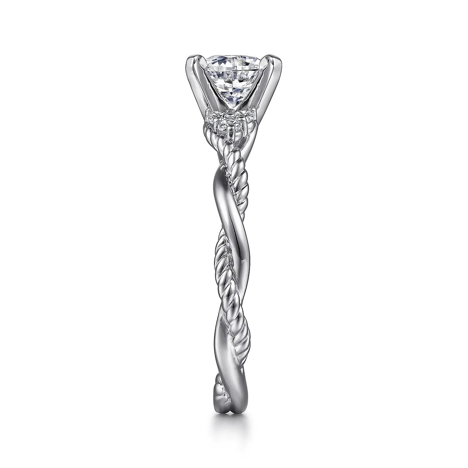 Contemporary Braided Round Diamond Engagement Ring Mounting