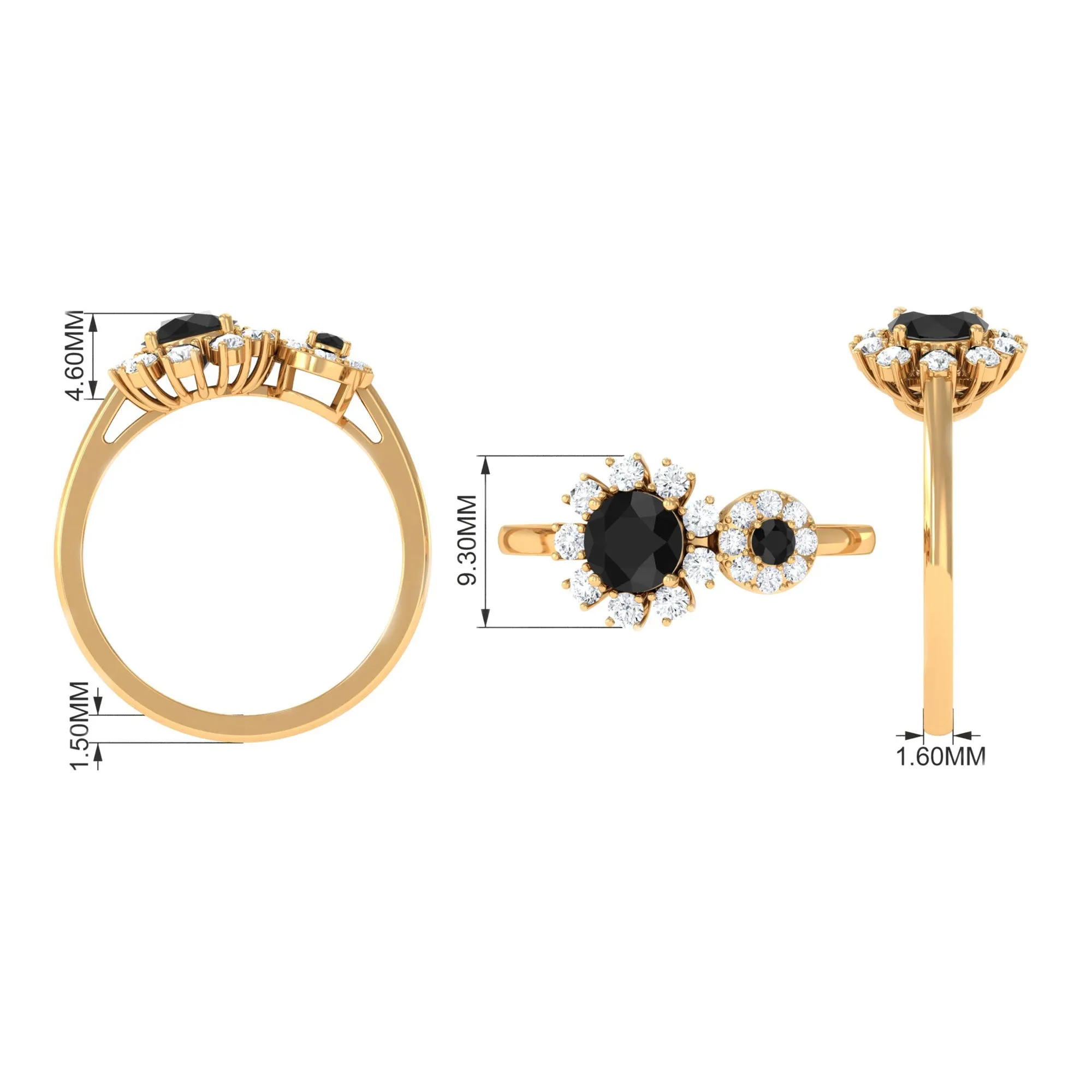 Created Black Diamond Designer Halo Engagement Ring with Diamond