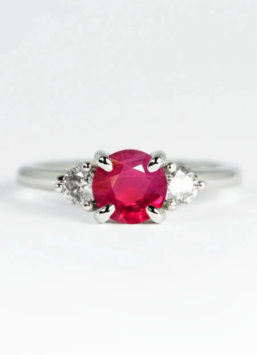 Custom Ruby Trilogy Engagement Rings